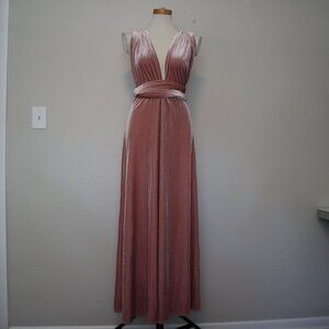 Revelry Dylan Convertible Velvet Dress Light Pink Size Small